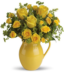 Sunny Day Pitcher of Roses from Mona's Floral Creations, local florist in Tampa, FL